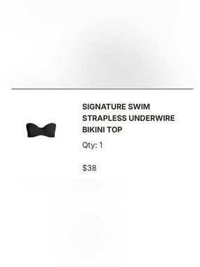 SKIMS Signature Swim Black Strapless Underwire Bikini Top